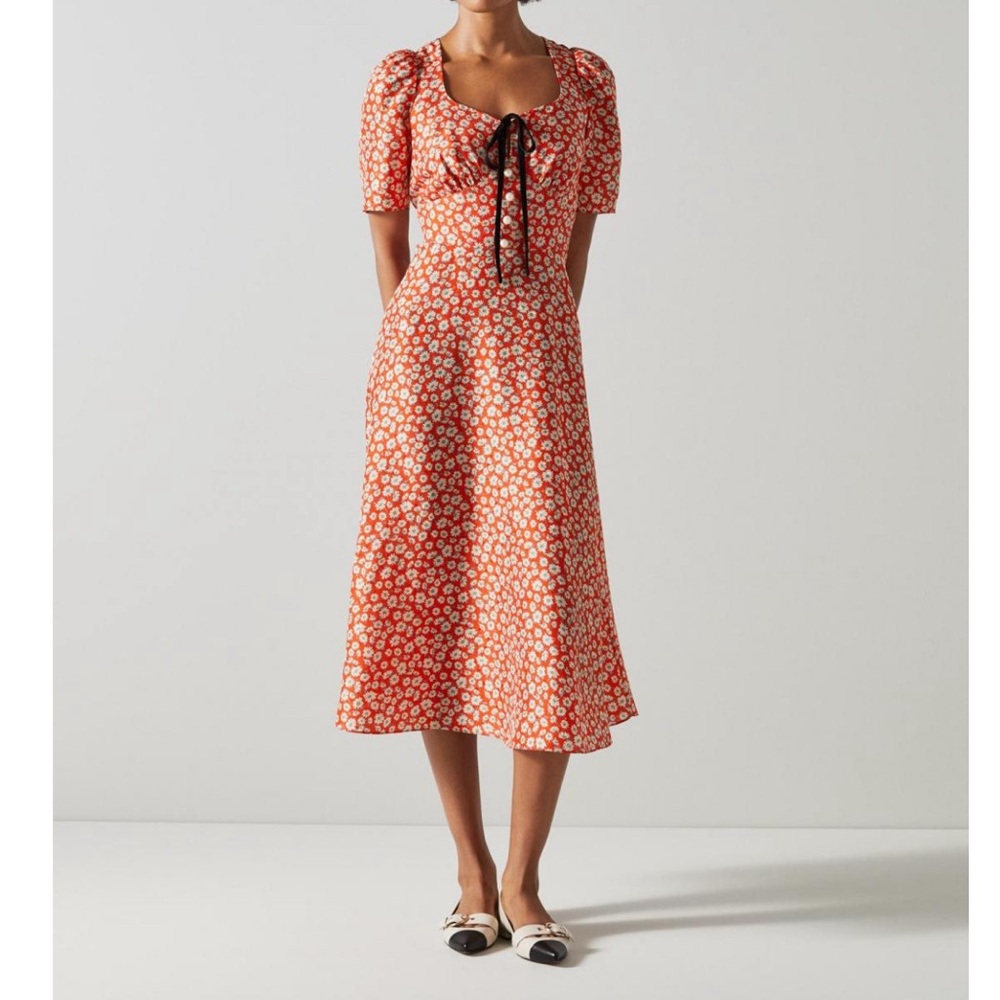 LK Bennett | Julien Red Daisy Print Silk Dress